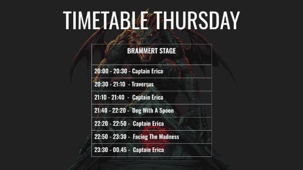Timetable thursday pre-party