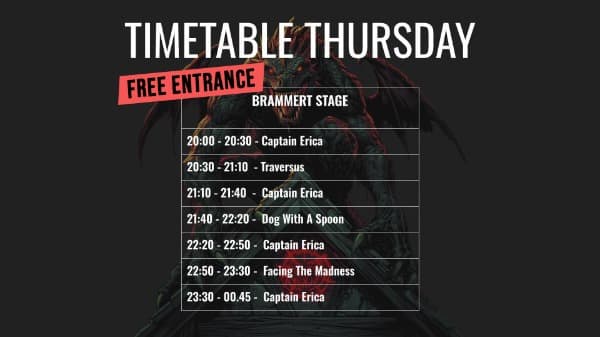 Timetable thursday pre-party