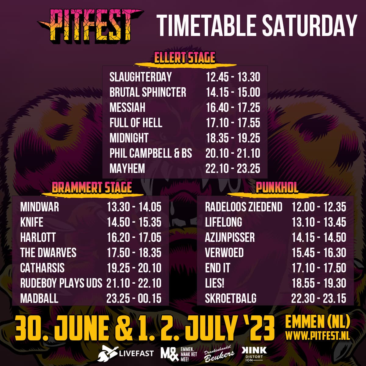 Timetable Saturday