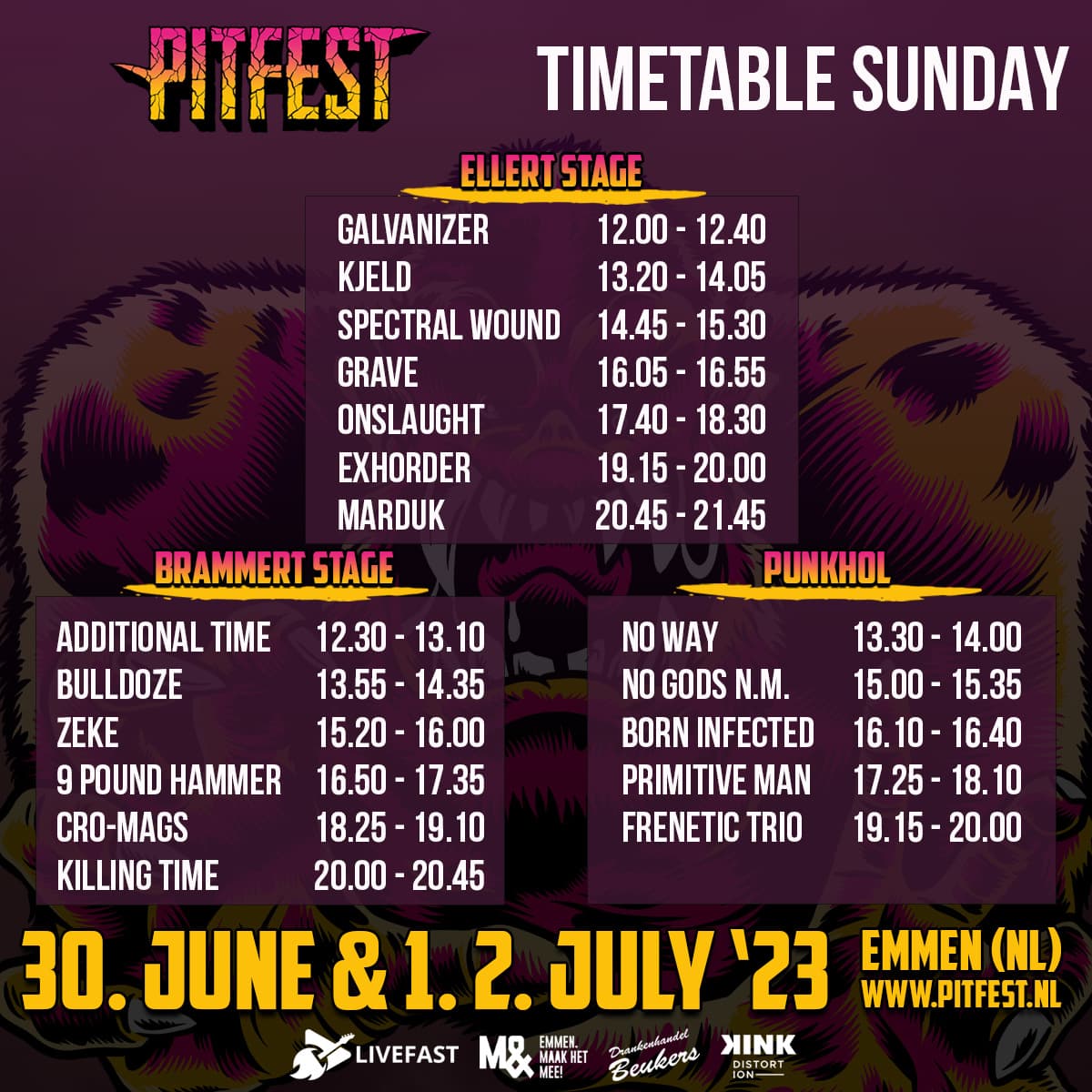 Timetable Sunday